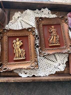 Vintage Turner Mfg. Co. Truart Pair of Greco-Roman Goddess Relief Wall Plaques